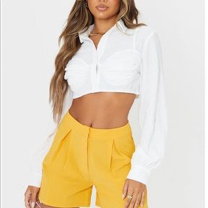 Orange Textured Shorts